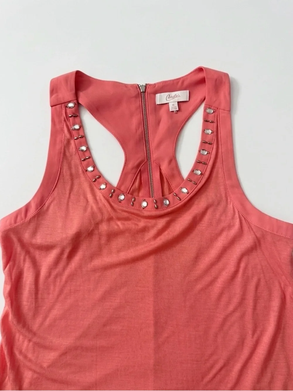 Candie's Coral Scoop Tank with Studded Neckline - Picture 3 of 8